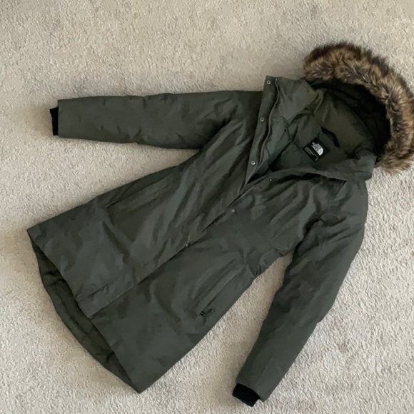 Olive Green Parka with Faux Fur Hood - Picture 1 of 1